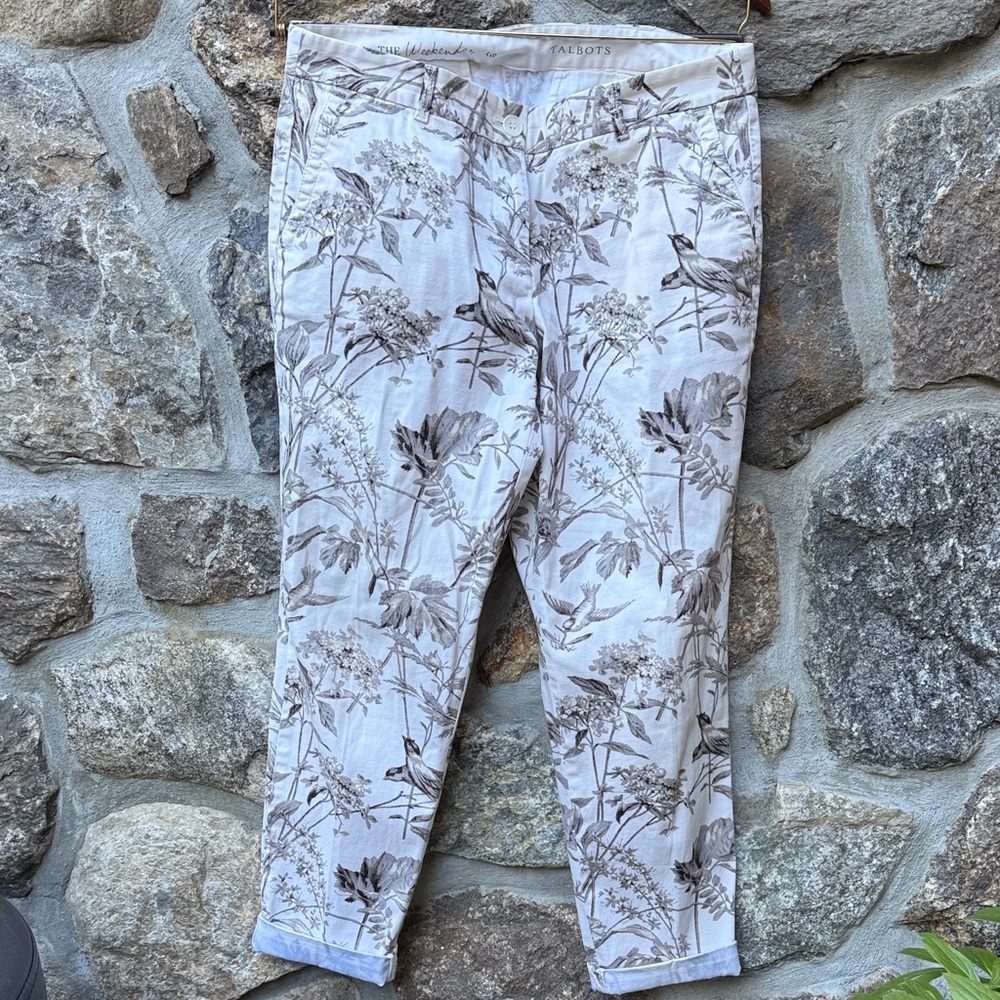 Talbots Cream and Brown Patterned Trousers